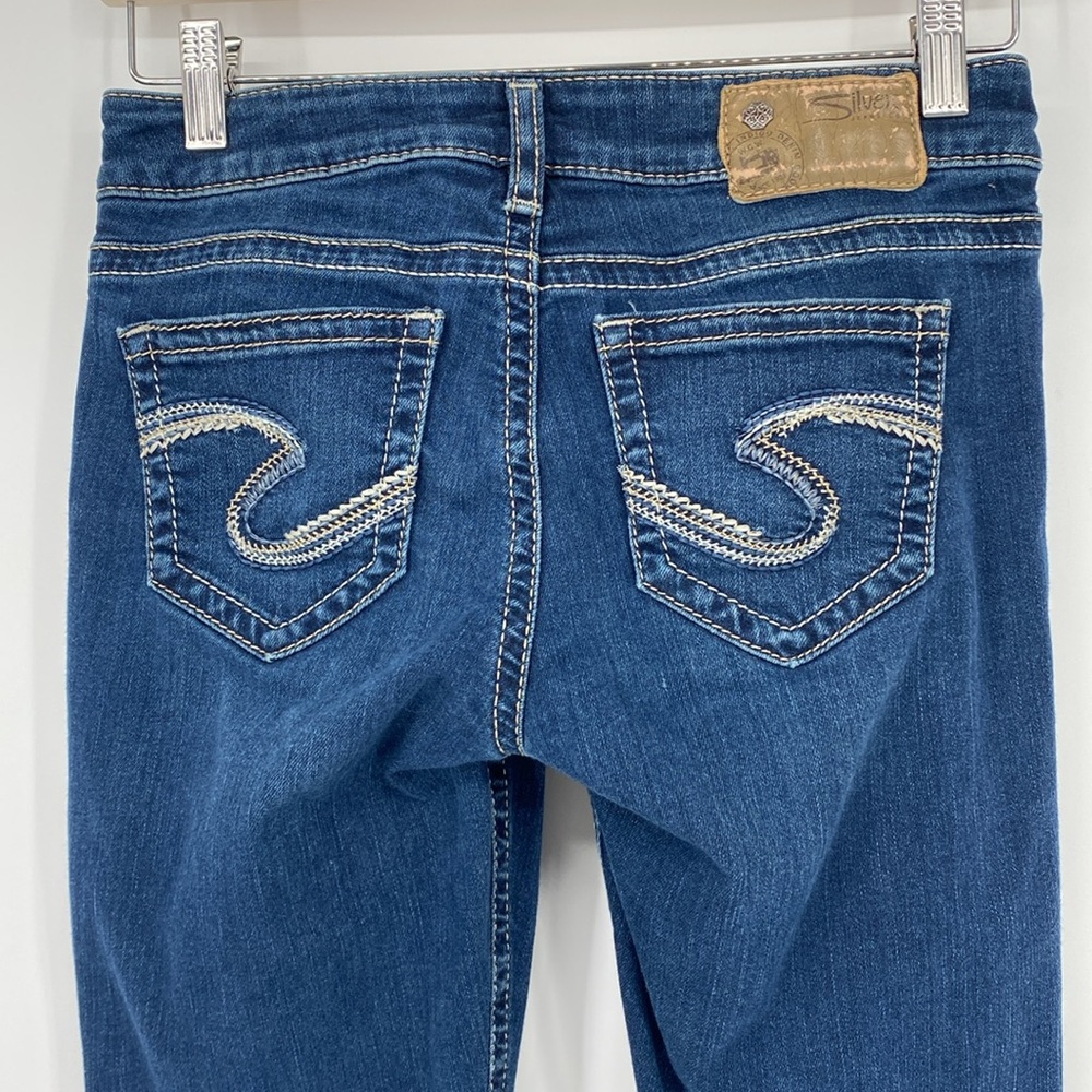 Silver Jeans Tuesday Low Capri Jeans Super Stretch Thick Contrast Stitch - Picture 5 of 10
